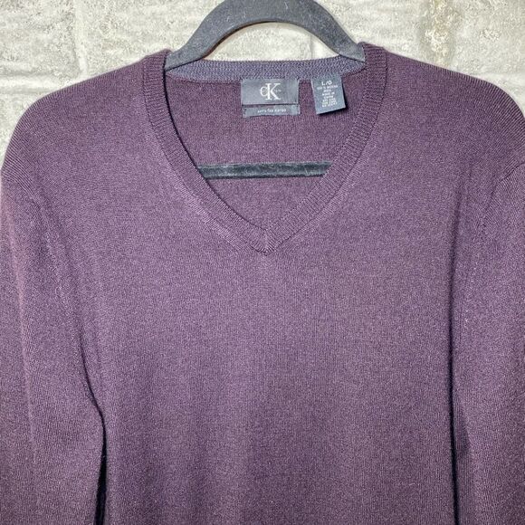 Calvin Klein 100% wool Maroon Sweater Men's Size Large - Picture 3 of 7